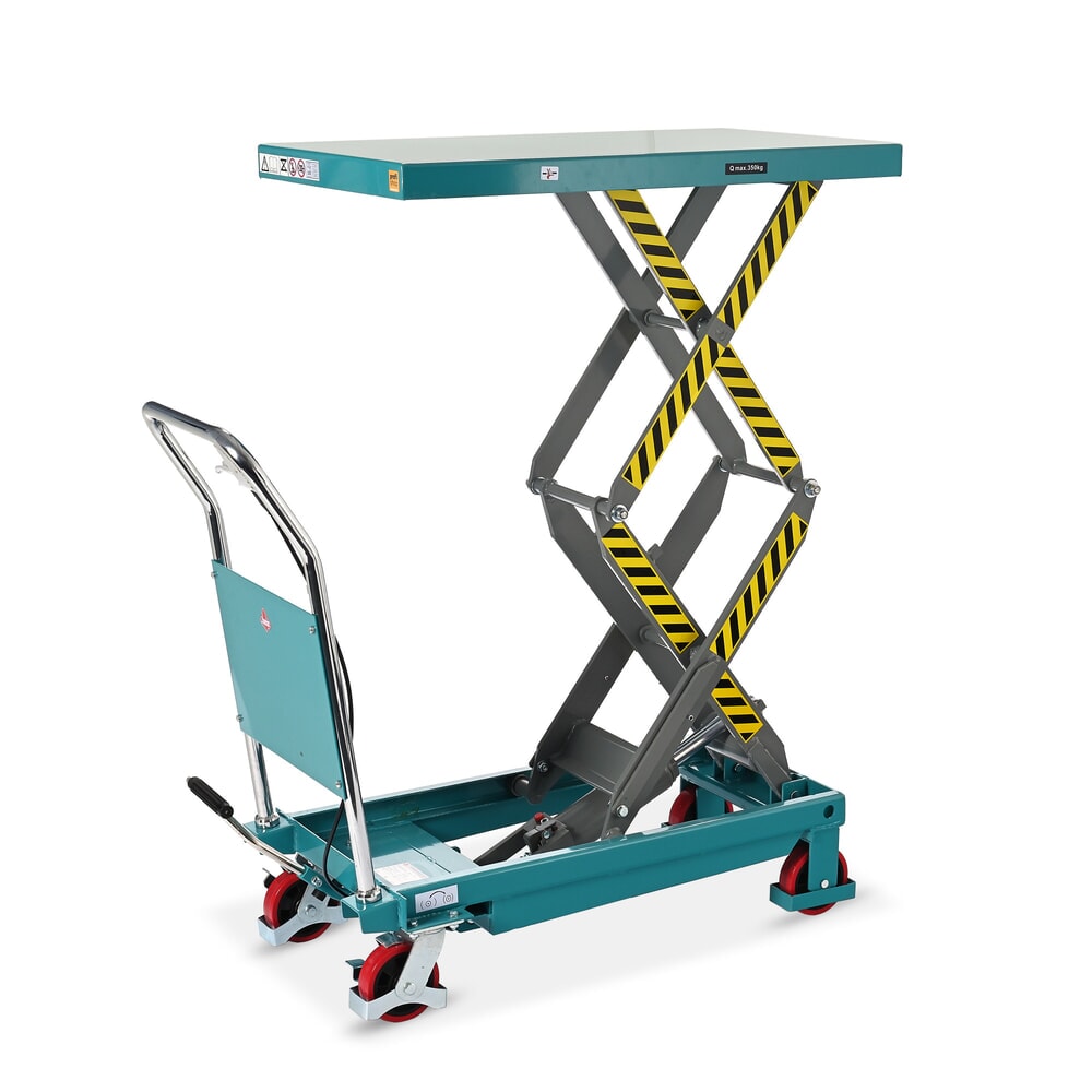 Product image: Ameise® double-scissor lift table on wheels, capacity 350 kg, dimensions 910 x 500 mm