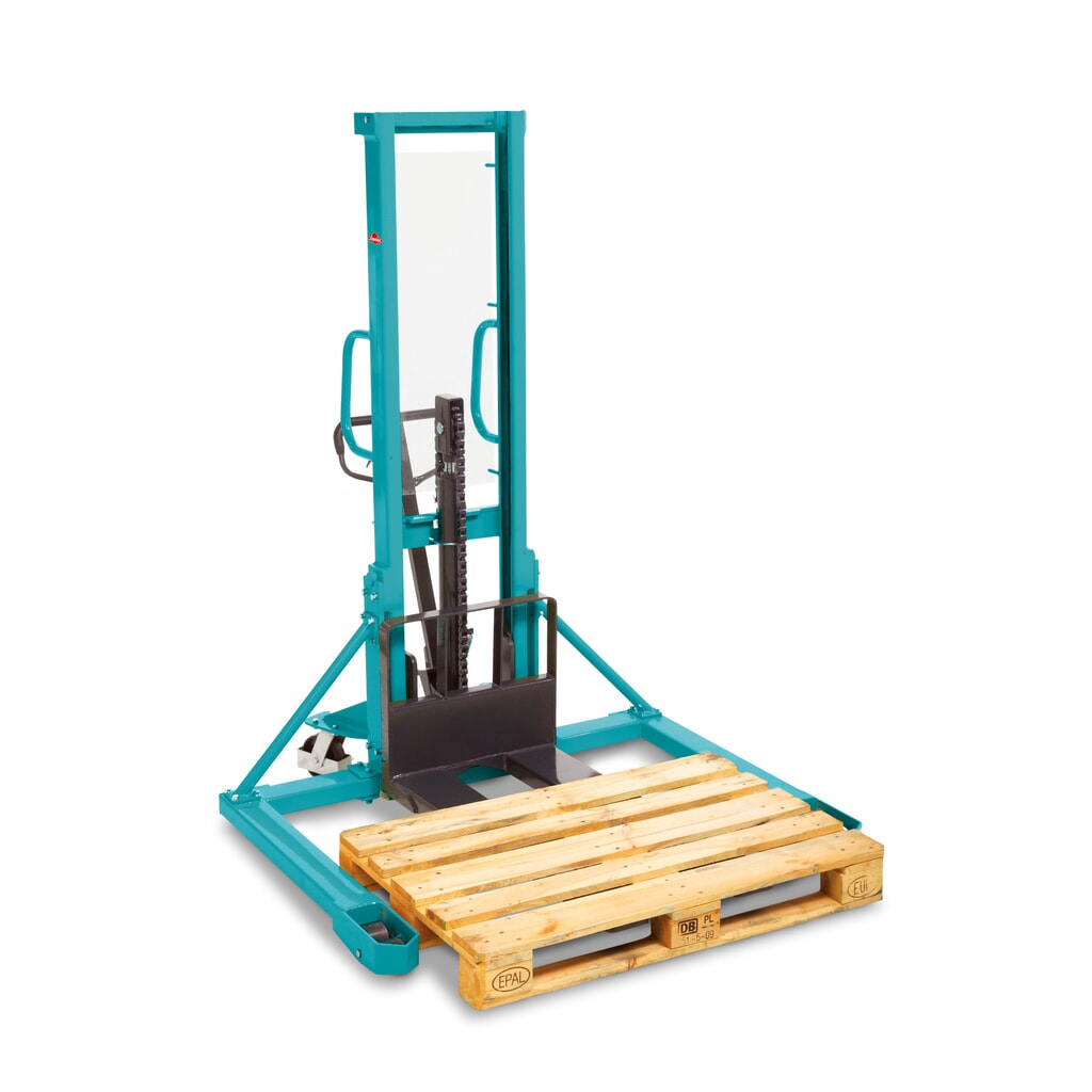 Ameise® PSM 1.0 Wide-tread hydraulic stacker truck with single mast, lift height 1,600 mm, load capacity 1,000 kg Product image: Ameise® PSM 1.0 Wide-tread hydraulic stacker truck with single mast, lift height 1,600 mm, load capacity 1,000 kg