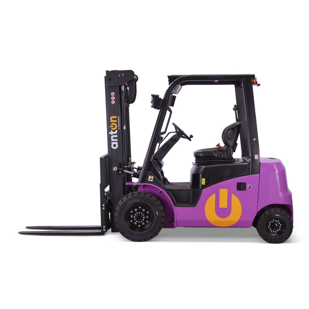 Product image no. 1: AntOn by Jungheinrich electric forklift truck c 2.5 with three-stage telescopic mast, lift height 4,800 mm, load capacity 2,500 kg, Eco weather protection cabin, incl. external charger 80 V, 60 A, CEE, 5-pin
