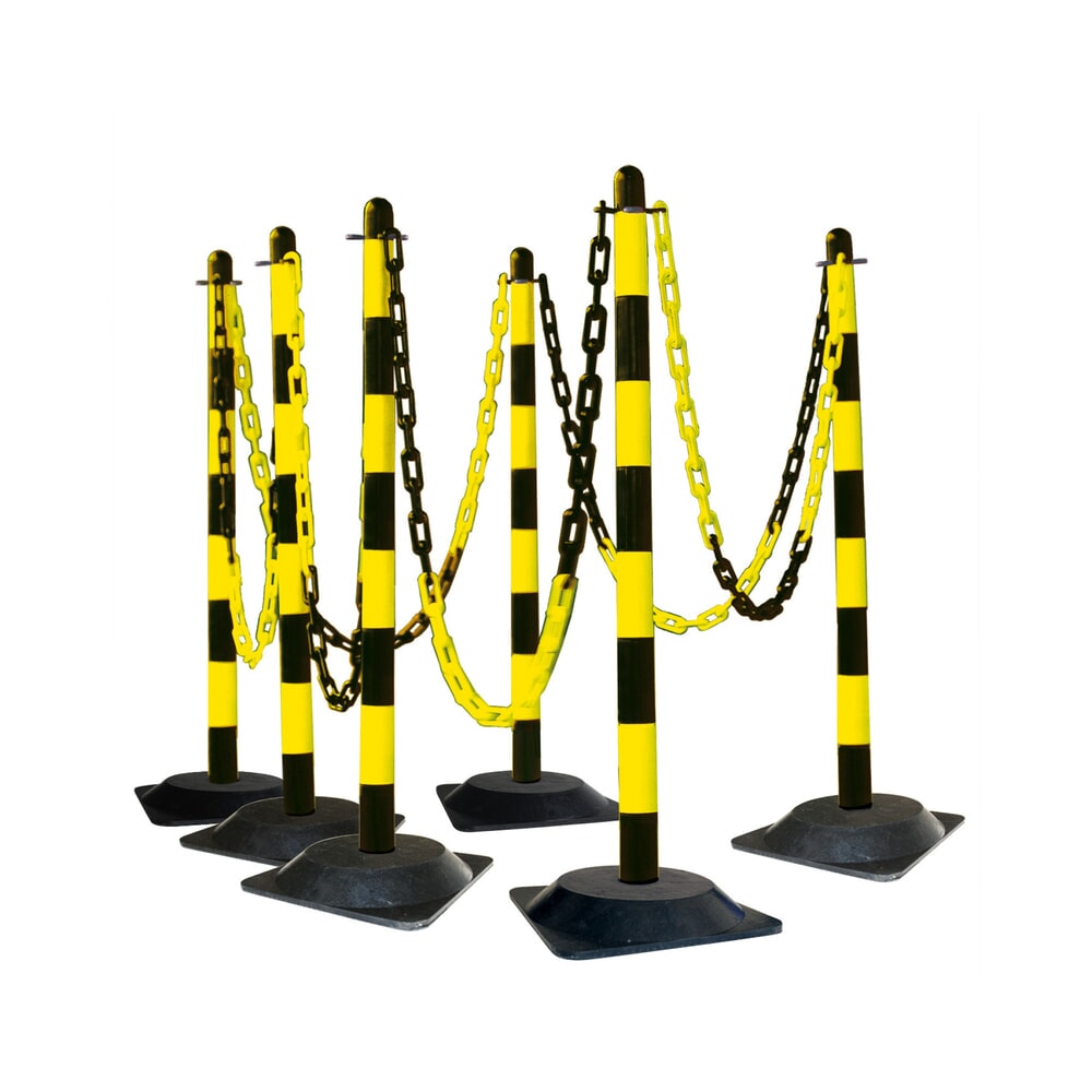 Chain post single, solid rubber base (square)