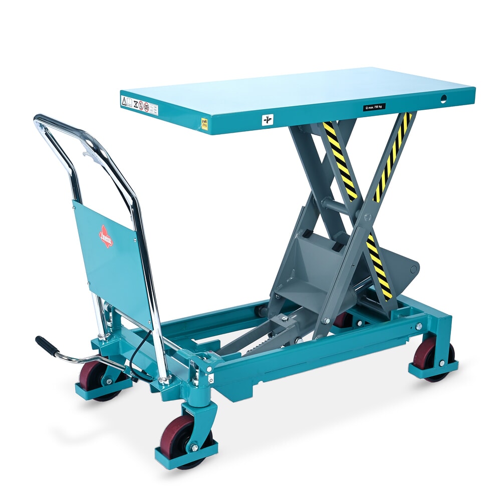 Product image no. 1: Scissor lift table on wheels, fixed handlebar, capacity 750 kg, dimensions 1,000 x 510 mm, Ameise®
