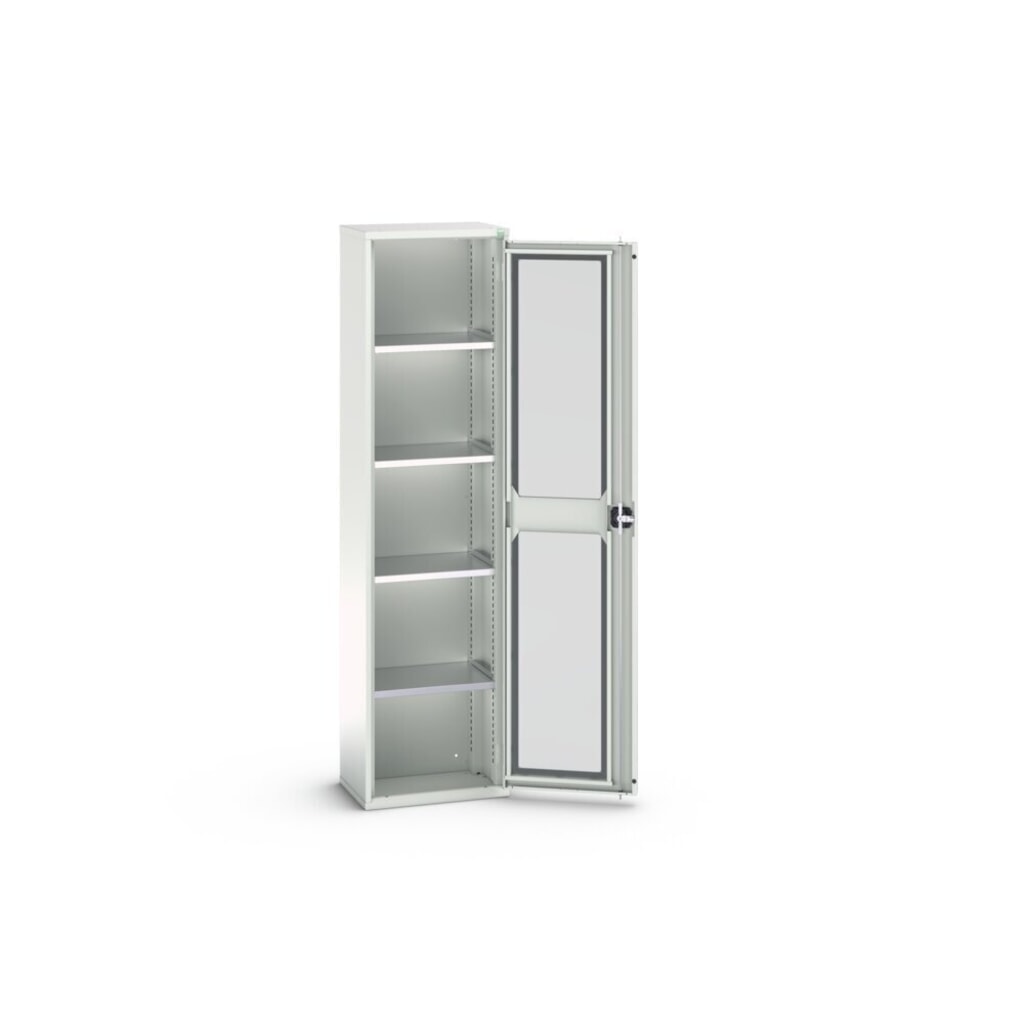 bott verso hinged door cabinet with see-through panel, with 4 shelves, WxDxH: 525 x 350 x 2000 mm Product image no. 3: bott verso hinged door cabinet with see-through panel, with 4 shelves, WxDxH: 525 x 350 x 2000 mm