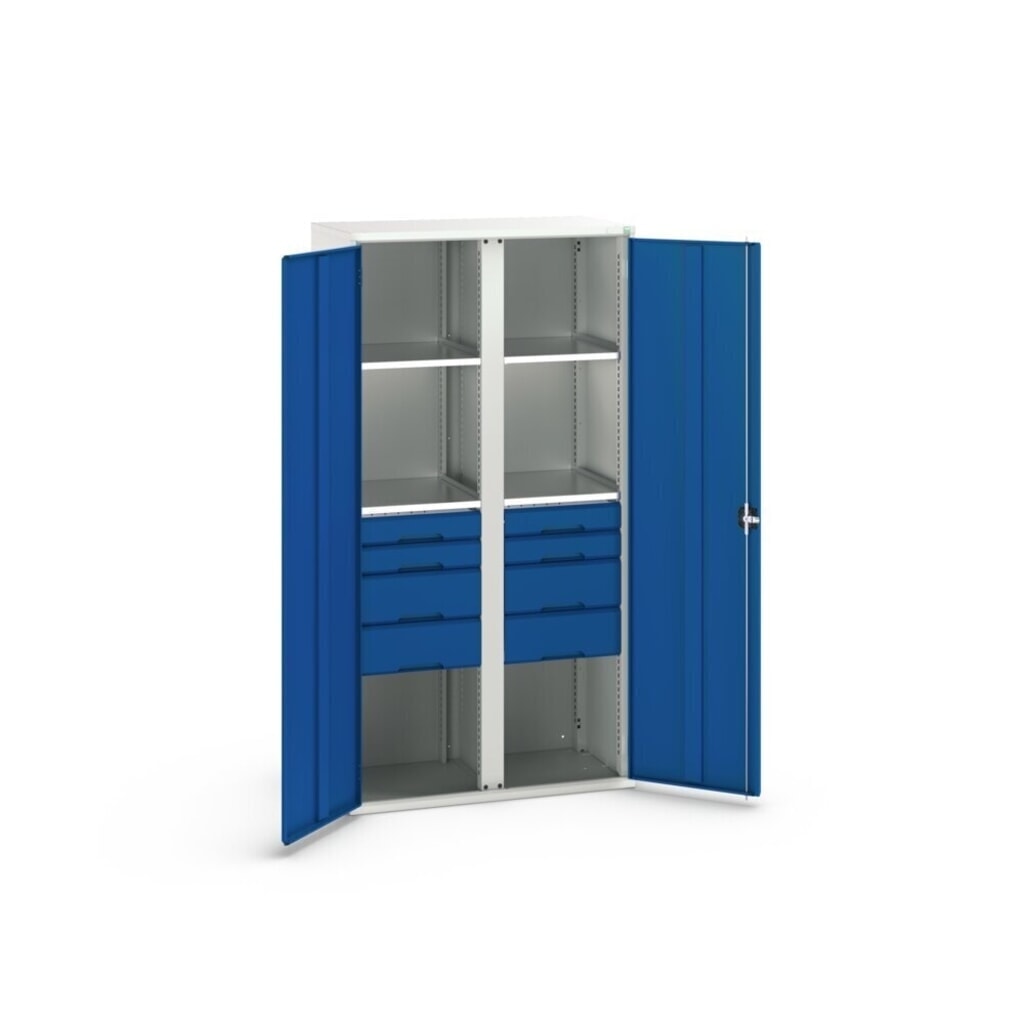 bott verso hinged door cabinet with drawers, with 4 shelves and 8 drawers, WxDxH: 1050 x 550 x 2000 mm Product image no. 3: bott verso hinged door cabinet with drawers, with 4 shelves and 8 drawers, WxDxH: 1050 x 550 x 2000 mm