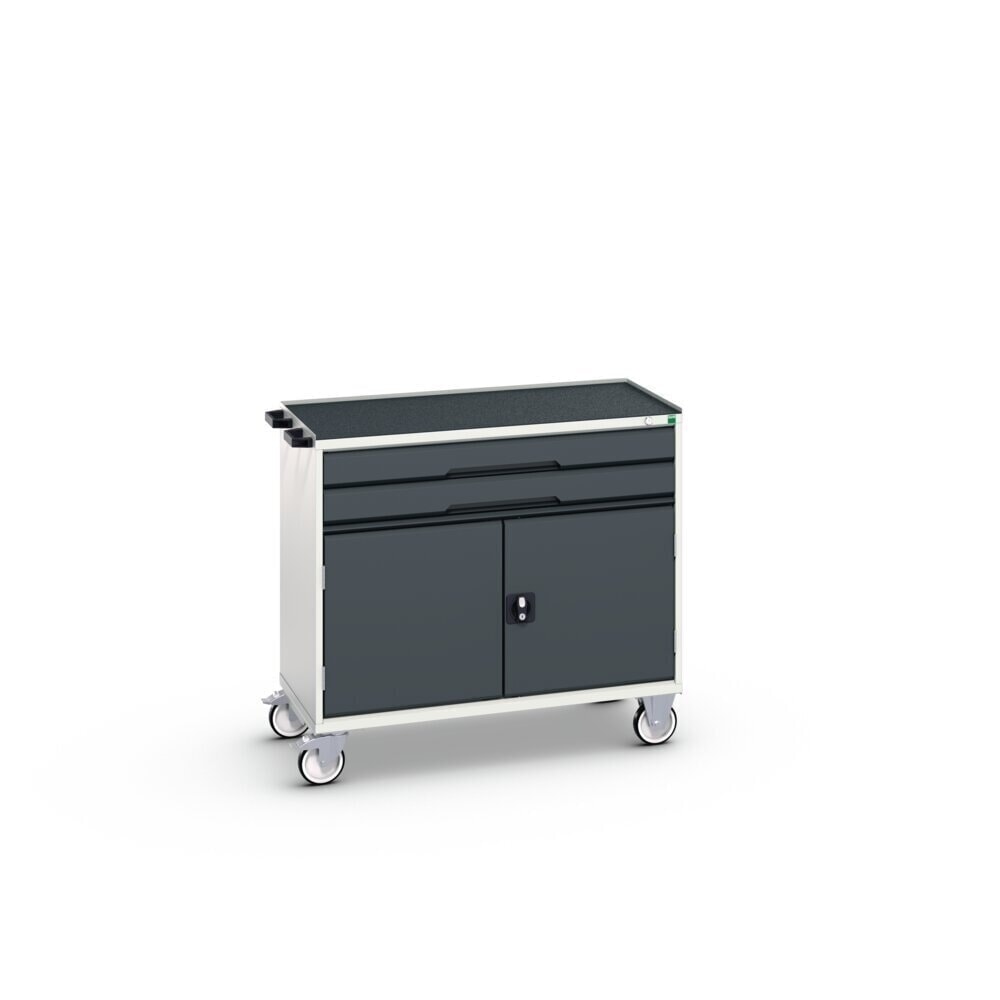 Product image no. 2: bott verso mobile drawer cabinet with 2 drawers, door and raised edge, WxDxH: 1050 x 550 x 965 mm