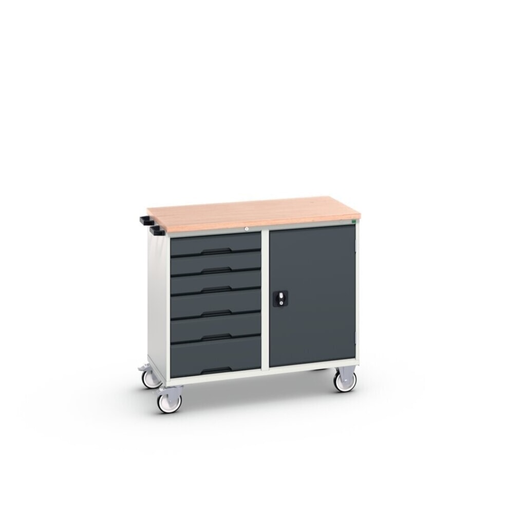 bott verso assembly trolley with 6 drawers, door and multiplex top, WxDxH: 1050 x 600 x 980 mm Product image no. 2: bott verso assembly trolley with 6 drawers, door and multiplex top, WxDxH: 1050 x 600 x 980 mm