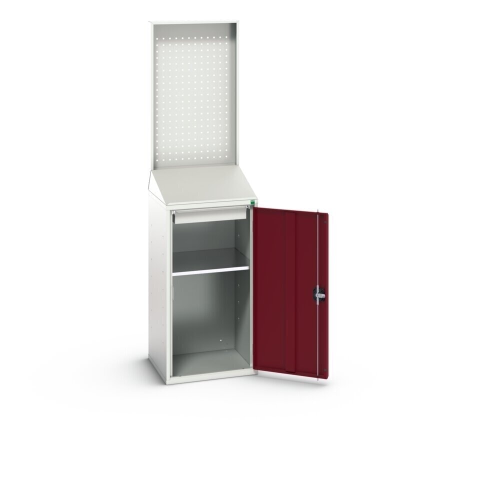 Product image no. 2: bott verso Economy desk with perforated rear panel, with 1 shelf, 1 drawer, WxDxH: 525 x 550 x 2000 mm