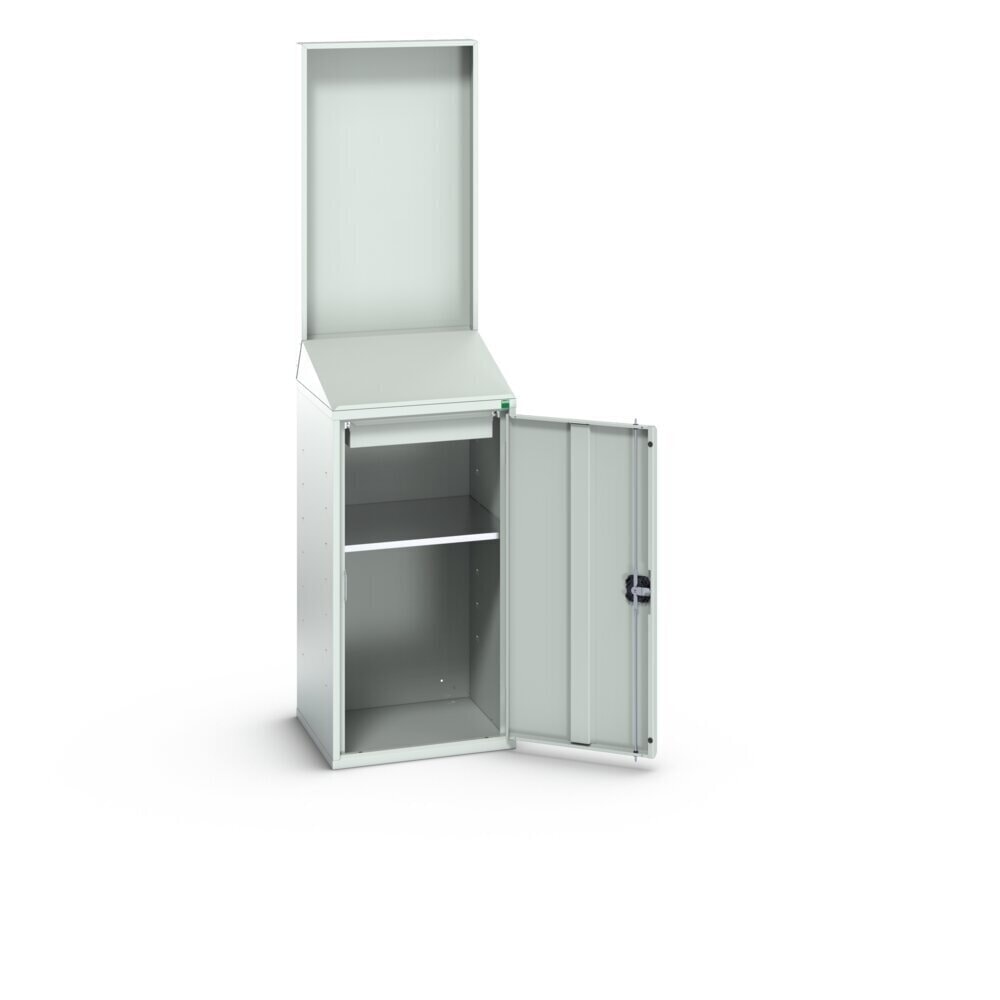 Product image no. 2: bott verso Economy desk with smooth rear panel, with 1 shelf, 1 drawer, WxDxH: 525 x 550 x 2000 mm