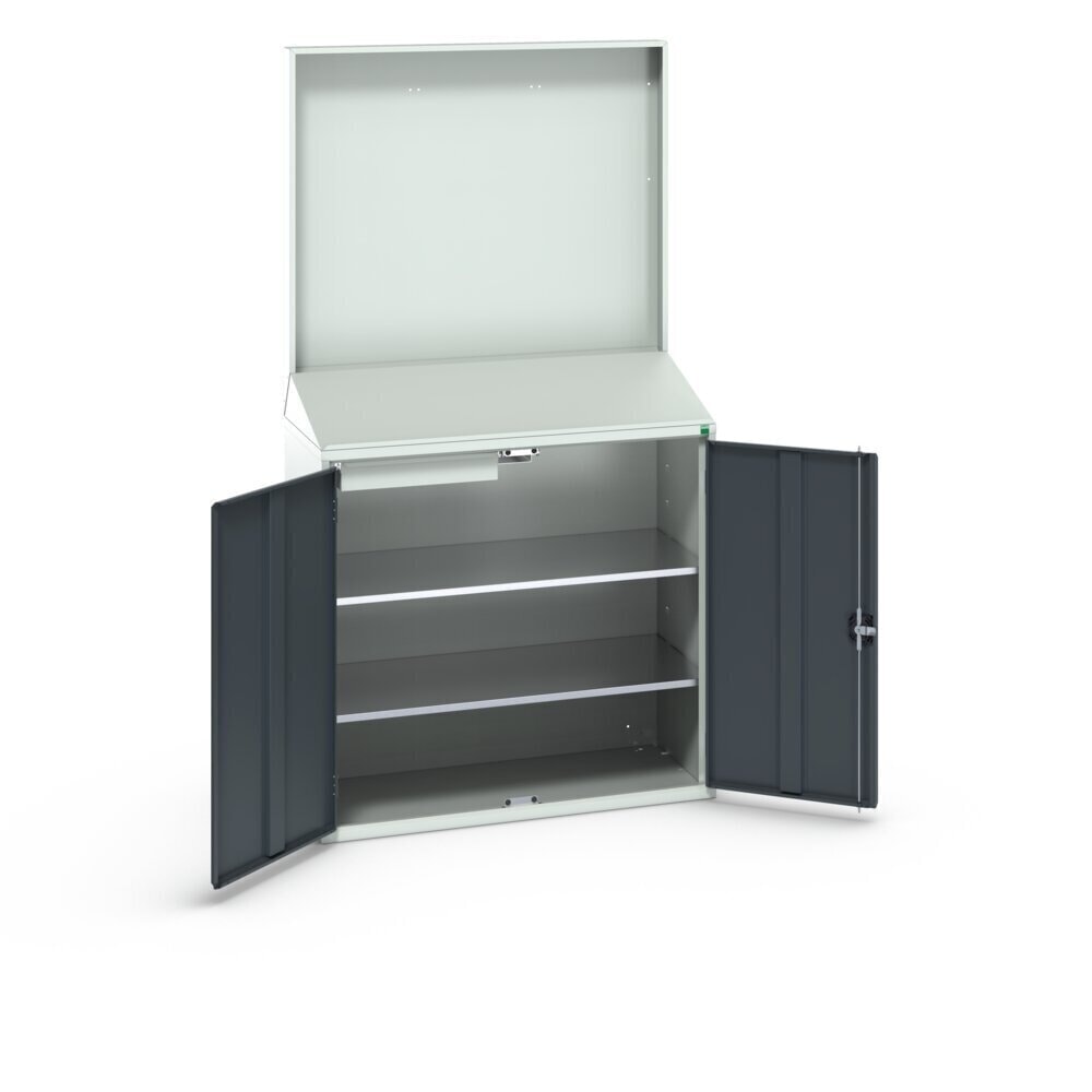 Product image no. 2: bott verso Economy desk with smooth rear panel, with 2 shelves, 1 drawer, WxDxH: 1050 x 550 x 2000 mm