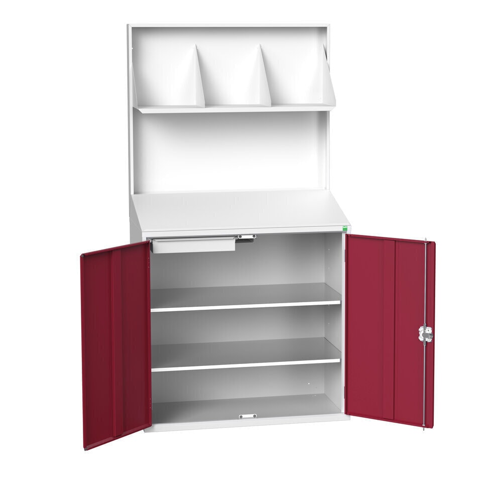 Product image no. 2: bott verso Economy desk with smooth rear panel, with file holder, 2 shelves, 1 drawer, WxDxH: 1050 x 550 x 2000 mm