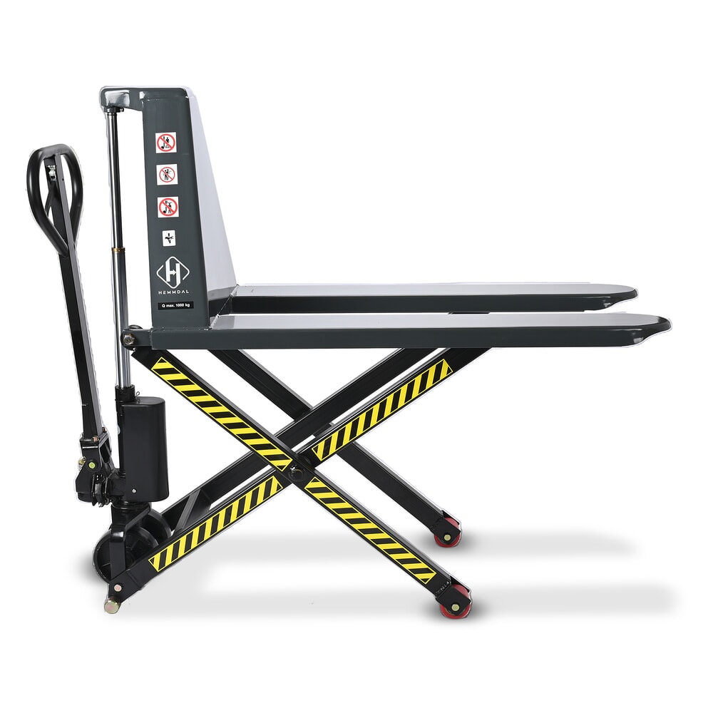 Product image: HEMMDAL PTM 1.0 Scissor pallet truck with scissor lift, load capacity 1,000 kg, fork length 1,150 mm, polyurethane, single roller