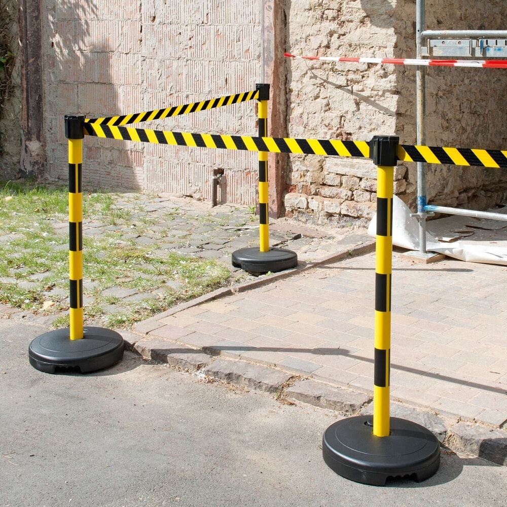 Product image no. 5: Moravia belt warning stand, height 950 mm, black/yellow