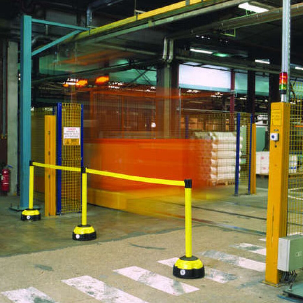 Belt warning stand, stand yellow, belt yellow Product image: Belt warning stand, stand yellow, belt yellow