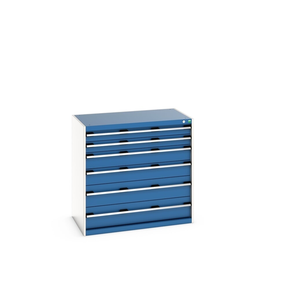 Product image: bott cubio drawer cabinet, drawers 2x100 + 2x150 x 2x200 mm, capacity 75 kg each, width 1050 mm, gentian blue