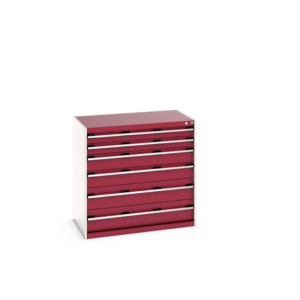 Product image: bott cubio drawer cabinet, drawers 2 x 100 + 2 x 150 + 2 x 200 mm, capacity 200 kg each, width 1050 mm, purple red