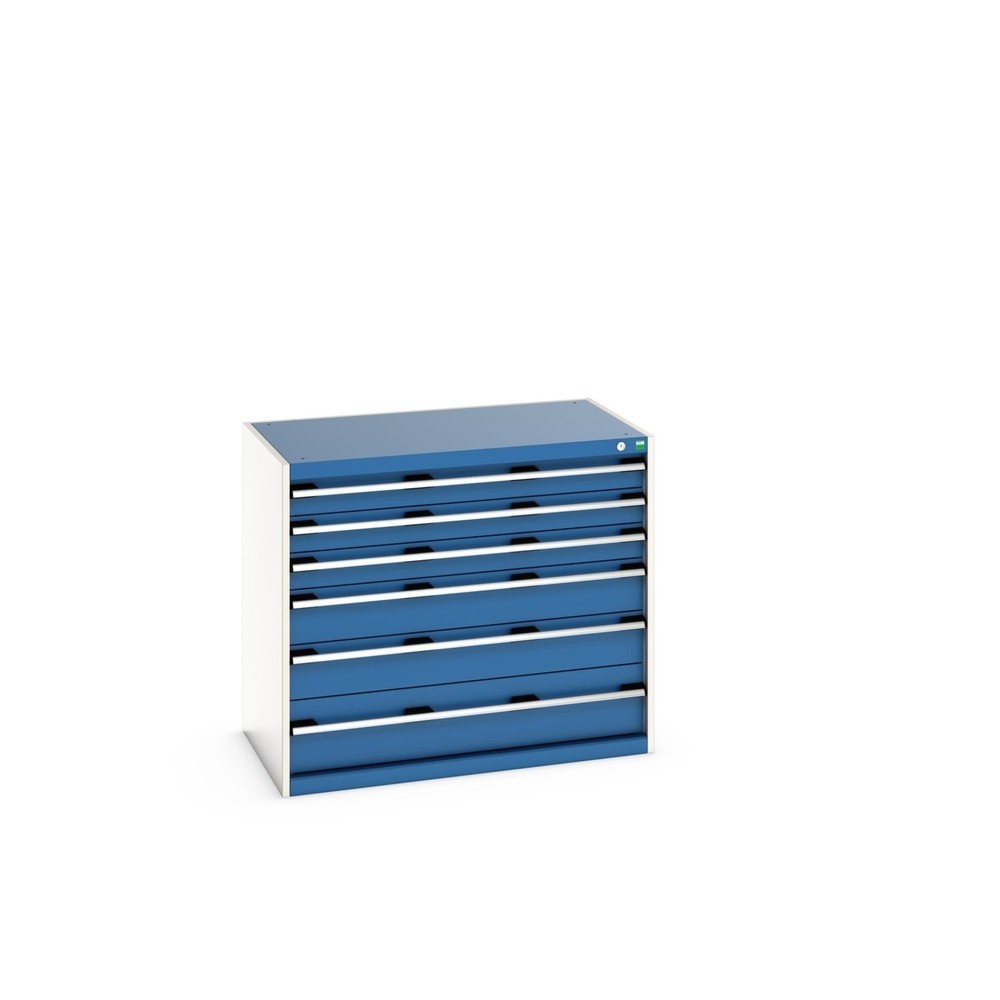 Product image: bott cubio drawer cabinet, drawers 3x100 + 2x150 x 1x200 mm, capacity 75 kg each, width 1050 mm, gentian blue