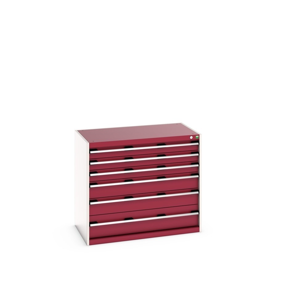 Product image: bott cubio drawer cabinet, drawers 3 x 100 + 2 x 150 + 1 x 200 mm, capacity 200 kg each, width 1050 mm, purple red