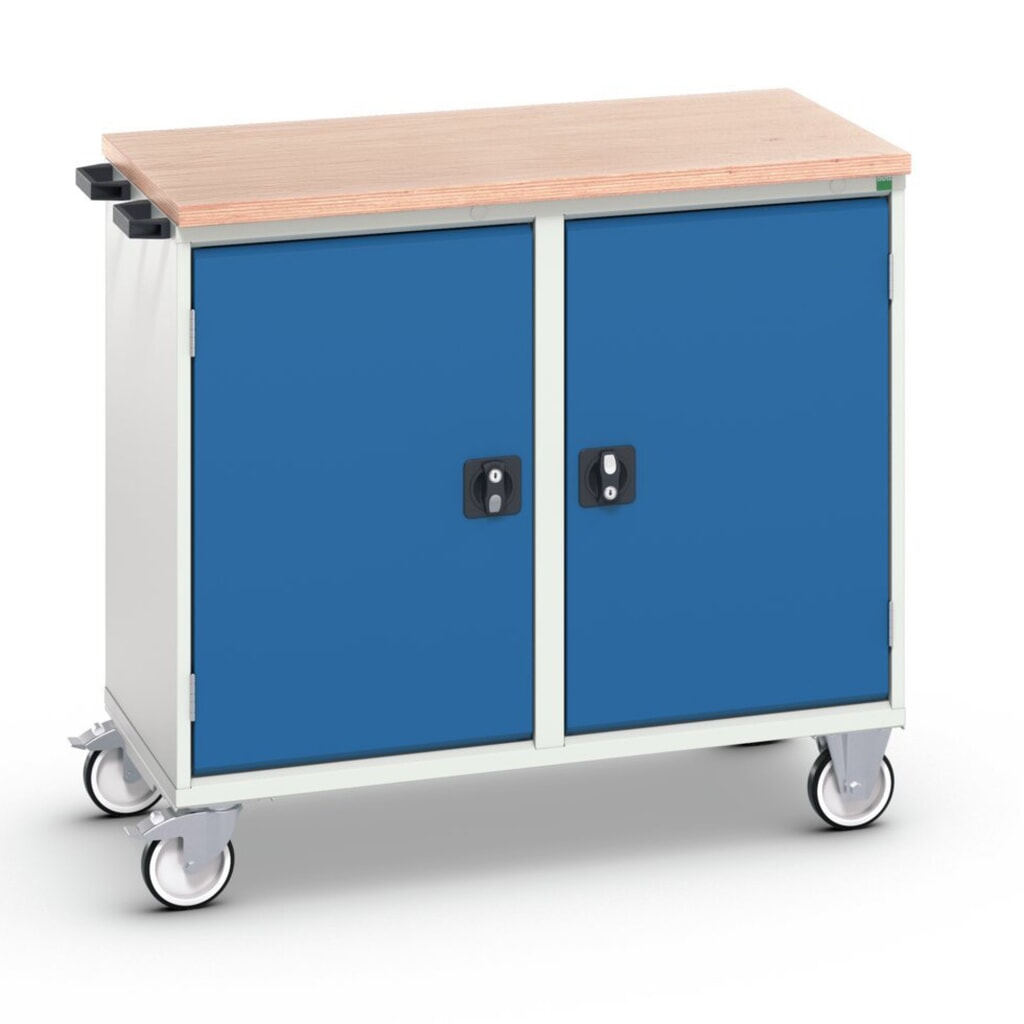 bott verso assembly trolley with 2 doors, shelves and multiplex top, WxDxH: 1050 x 600 x 980 mm Product image: bott verso assembly trolley with 2 doors, shelves and multiplex top, WxDxH: 1050 x 600 x 980 mm