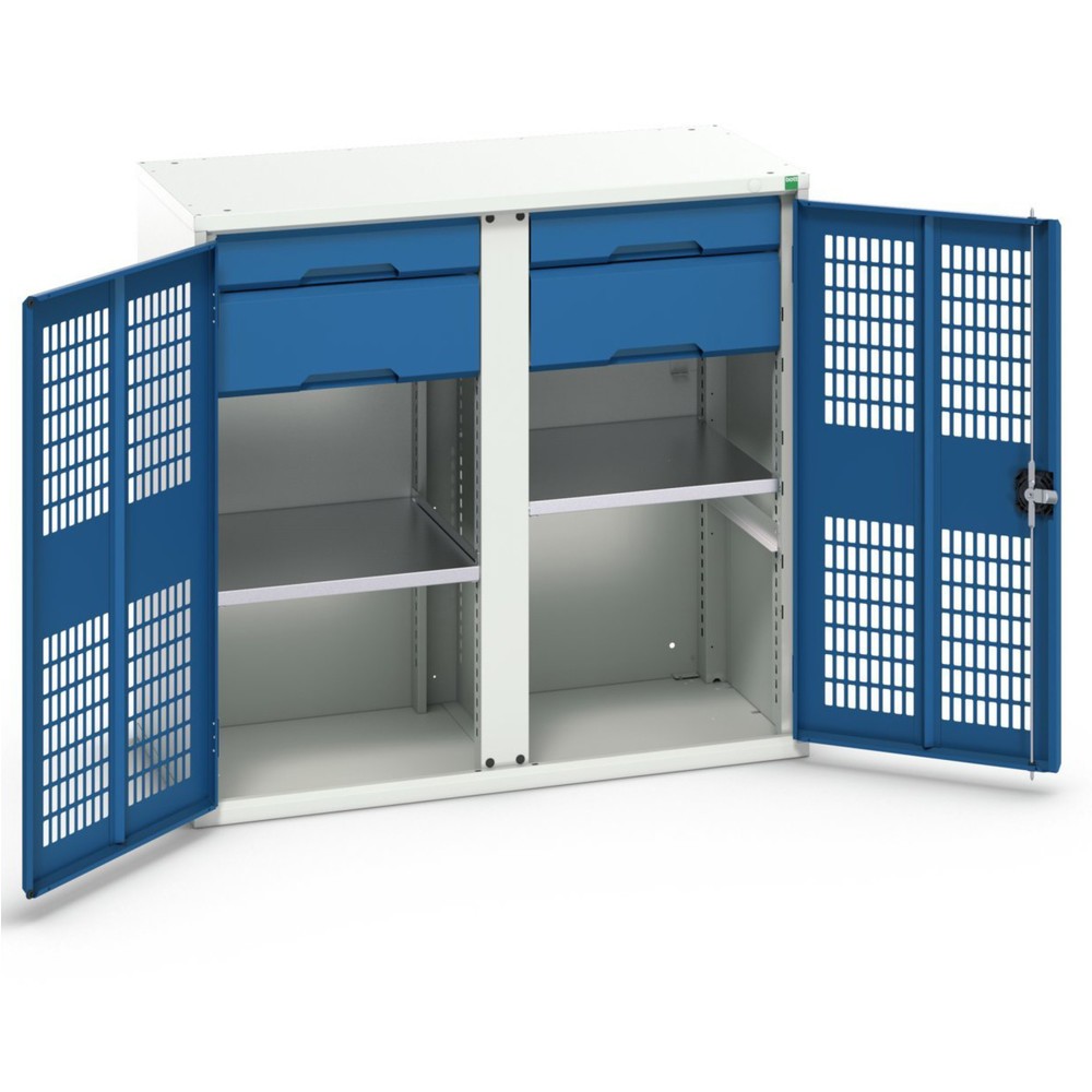 Product image: bott verso clothes locker with ventilation, with 2 shelves, 4 drawers, partition, WxDxH: 1050 x 550 x 1000 mm