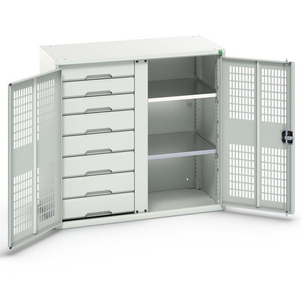 Product image no. 1: bott verso clothes locker with ventilation, with 2 shelves, 8 drawers, partition, WxDxH: 1050 x 550 x 1000 mm