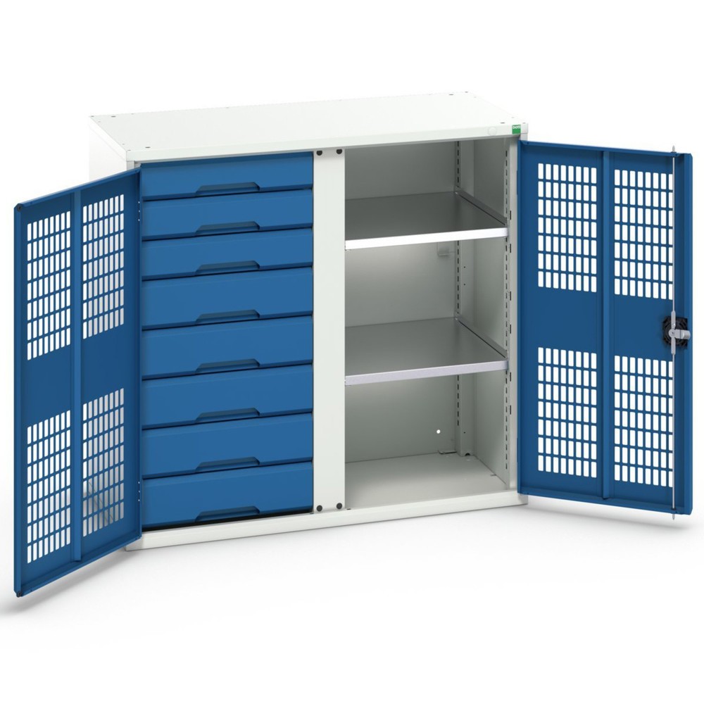 Product image no. 1: bott verso clothes locker with ventilation, with 2 shelves, 8 drawers, partition, WxDxH: 1050 x 550 x 1000 mm
