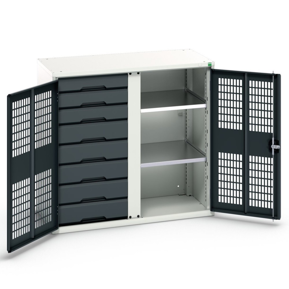 Product image: bott verso clothes locker with ventilation, with 2 shelves, 8 drawers, partition, WxDxH: 1050 x 550 x 1000 mm
