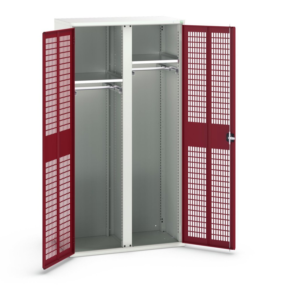 Product image: bott verso clothes locker with ventilation, with 2 shelves and partition, WxDxH: 1050 x 550 x 2000 mm