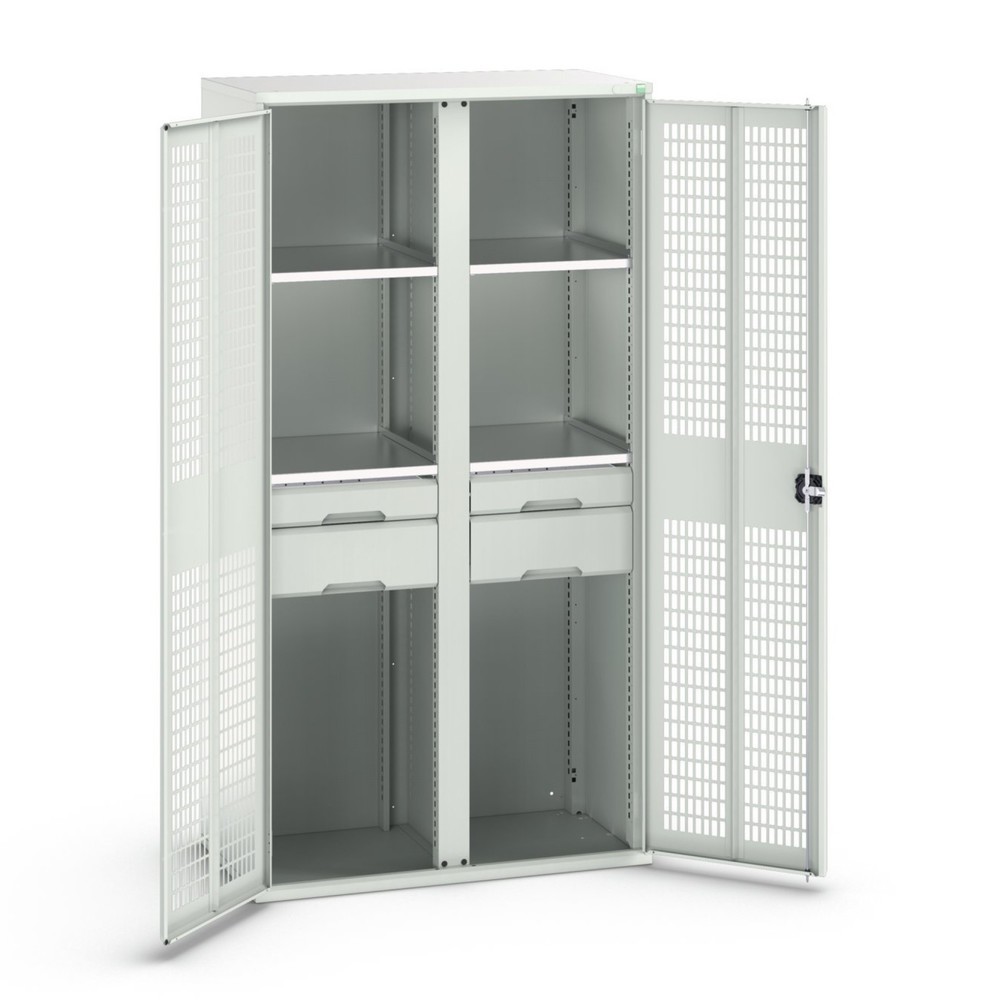 Product image: bott verso clothes locker with ventilation, with 4 shelves and 4 drawers, WxDxH: 1050 x 550 x 2000 mm