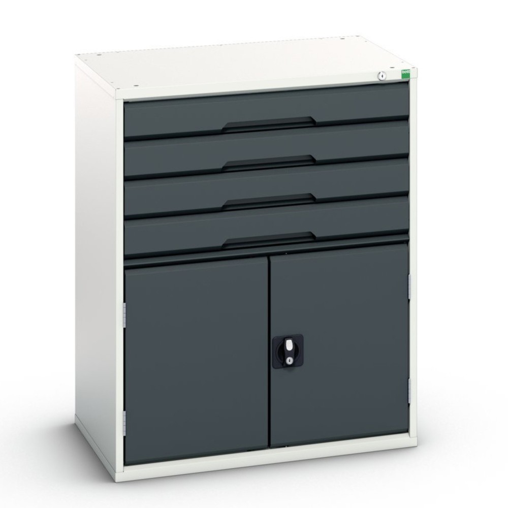 Product image: bott verso drawer cabinet with hinged door, with 4 drawers and shelf, WxDxH: 800 x 550 x 1000 mm