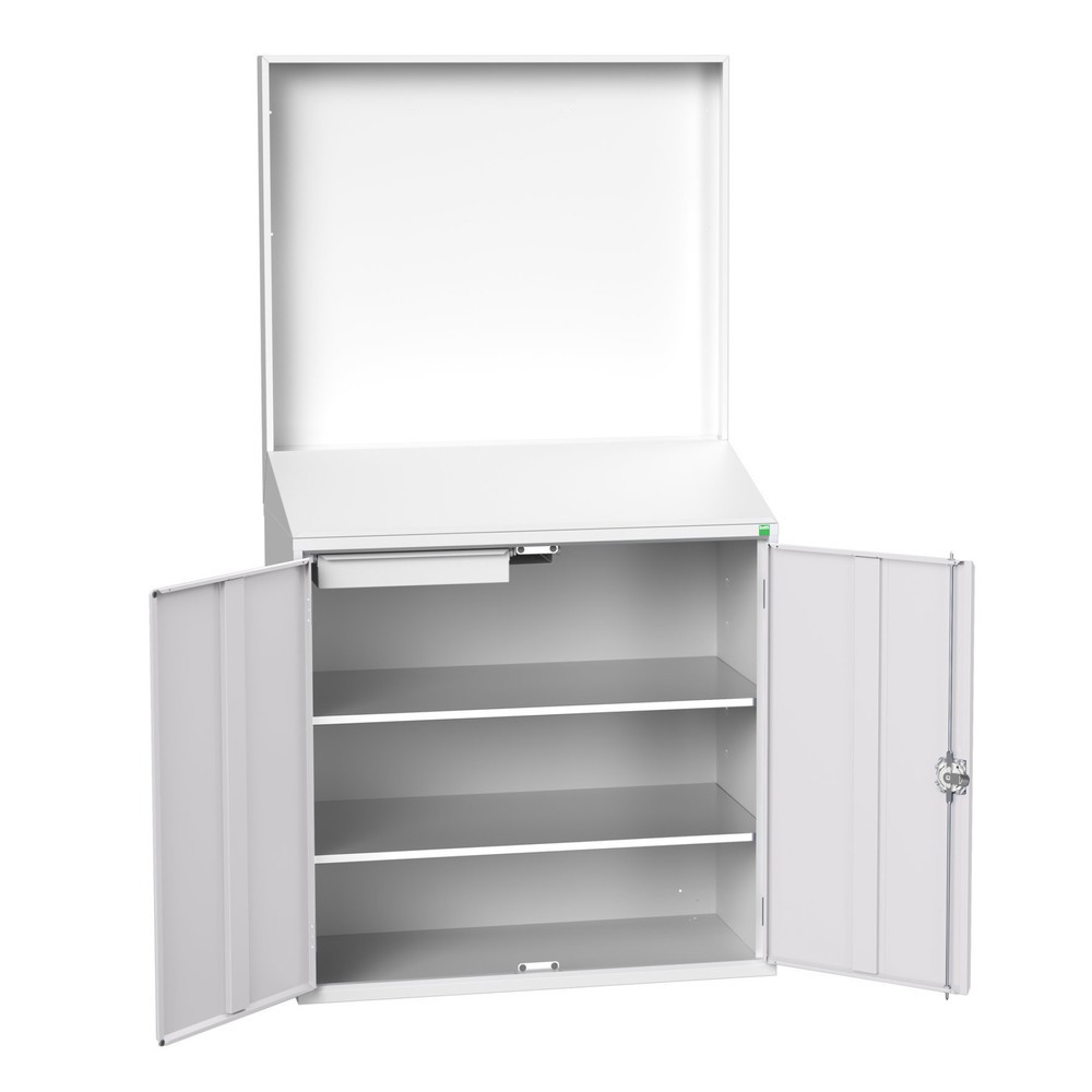 Product image no. 1: bott verso Economy desk with smooth rear panel, with 2 shelves, 1 drawer, WxDxH: 1050 x 550 x 2000 mm