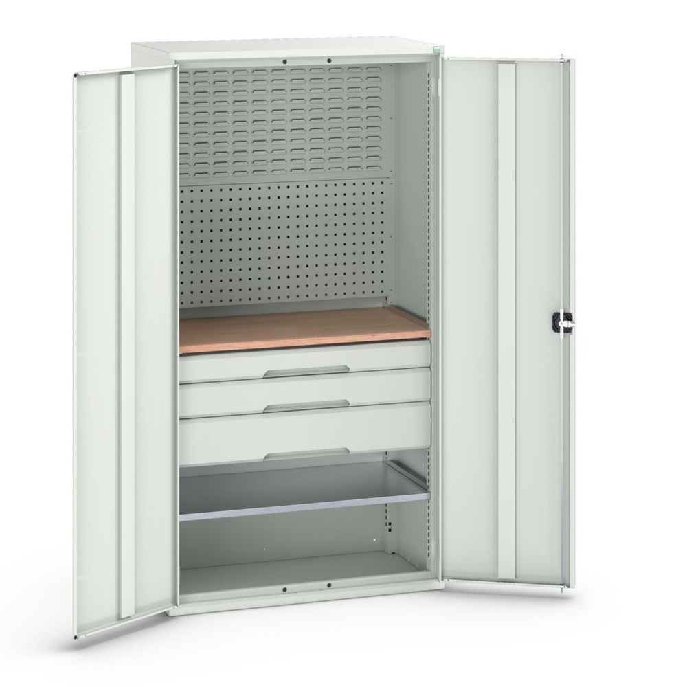 Product image no. 1: bott verso hinged door cabinet with 3 drawers, with 2 shelves and rear panel, WxDxH: 1050 x 550 x 2000 mm