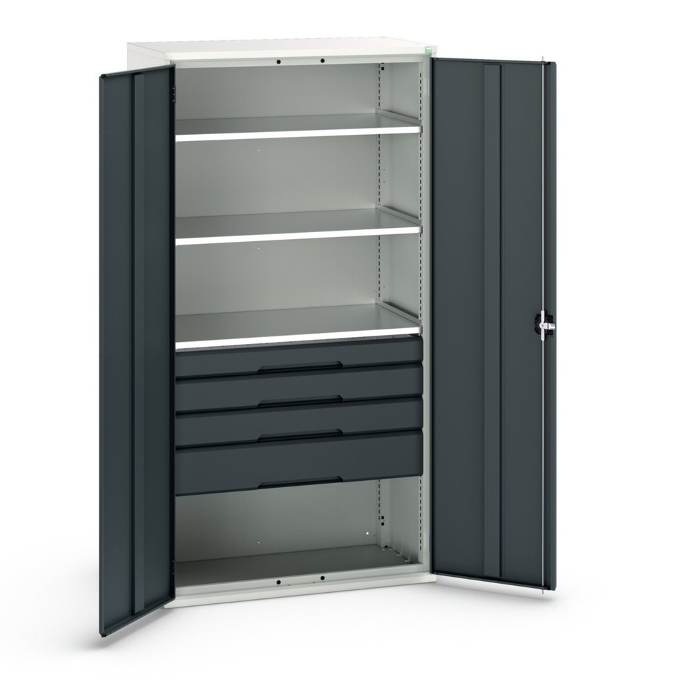 Product image no. 1: bott verso hinged door cabinet with drawers, with 3 shelves and 4 drawers, WxDxH: 1050 x 550 x 2000 mm