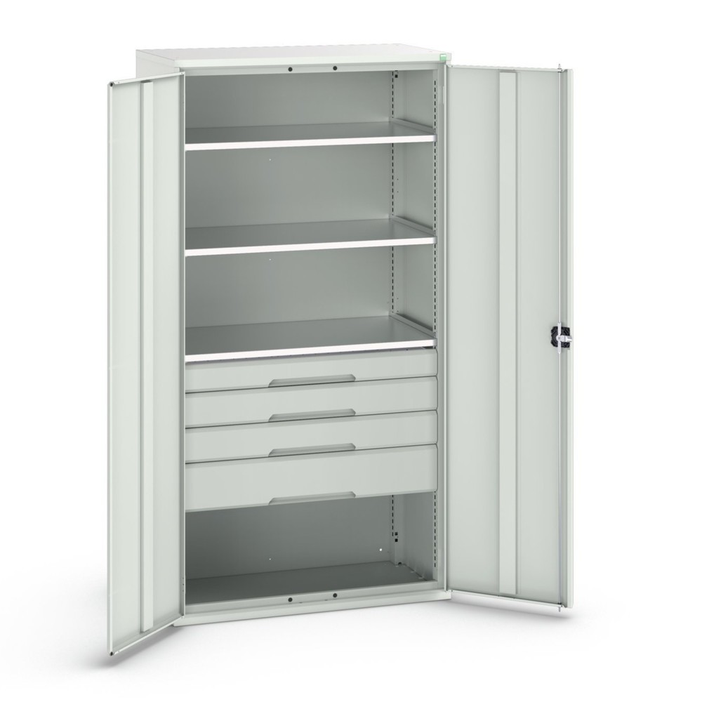 Product image no. 1: bott verso hinged door cabinet with drawers, with 3 shelves and 4 drawers, WxDxH: 1050 x 550 x 2000 mm