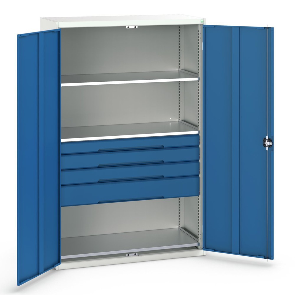 Product image no. 1: bott verso hinged door cabinet with drawers, with 3 shelves and 4 drawers, WxDxH: 1300 x 550 x 2000 mm