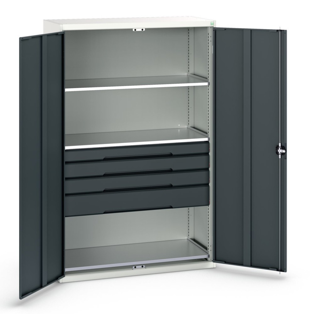 Product image no. 1: bott verso hinged door cabinet with drawers, with 3 shelves and 4 drawers, WxDxH: 1300 x 550 x 2000 mm