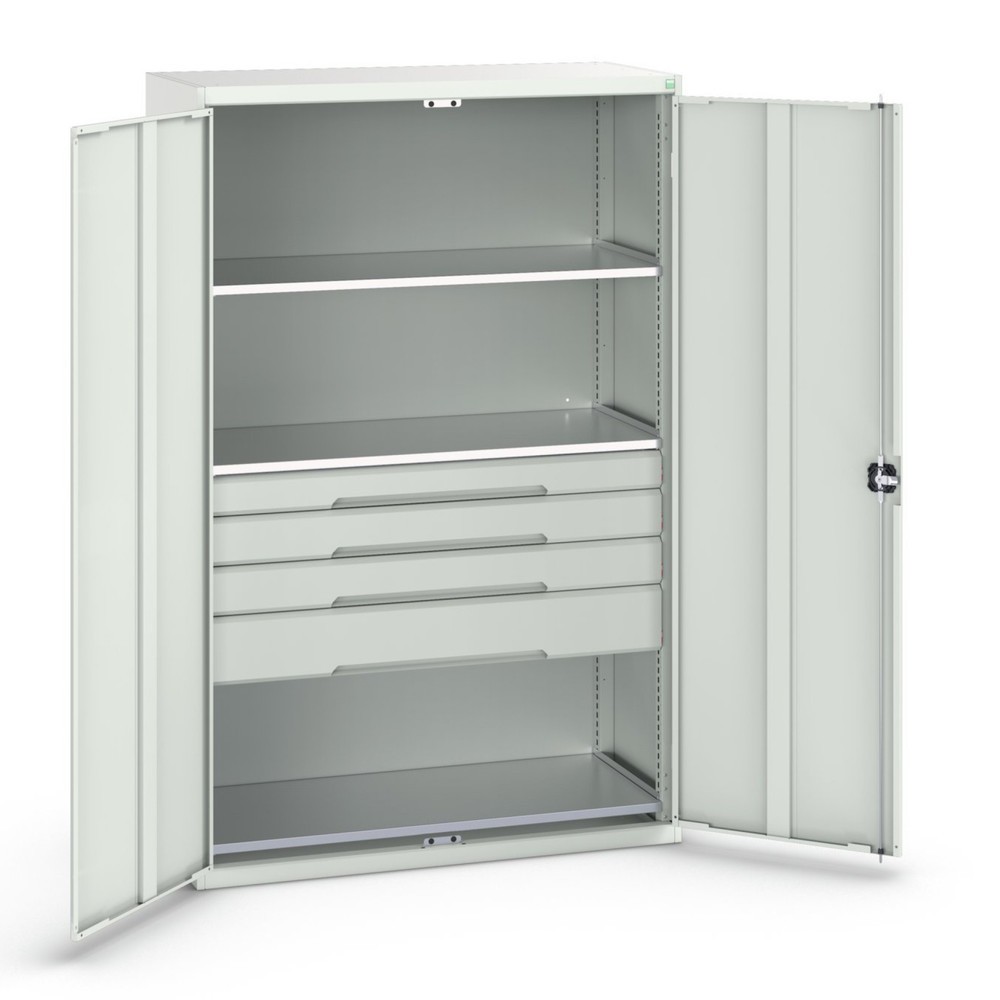 Product image no. 1: bott verso hinged door cabinet with drawers, with 3 shelves and 4 drawers, WxDxH: 1300 x 550 x 2000 mm