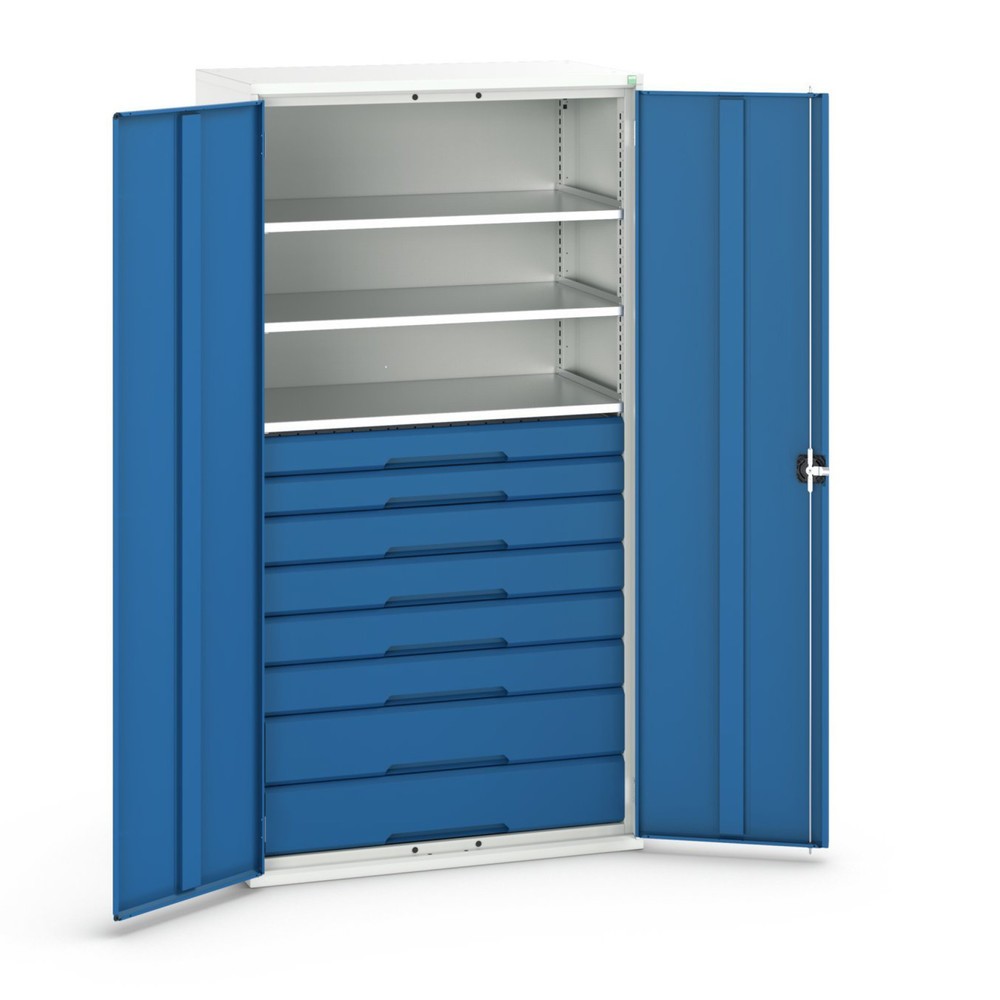 Product image no. 1: bott verso hinged door cabinet with drawers, with 3 shelves and 8 drawers, WxDxH: 1050 x 550 x 2000 mm