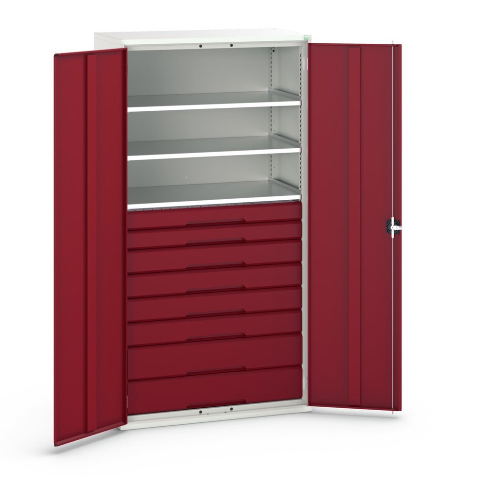 Product image no. 1: bott verso hinged door cabinet with drawers, with 3 shelves and 8 drawers, WxDxH: 1050 x 550 x 2000 mm