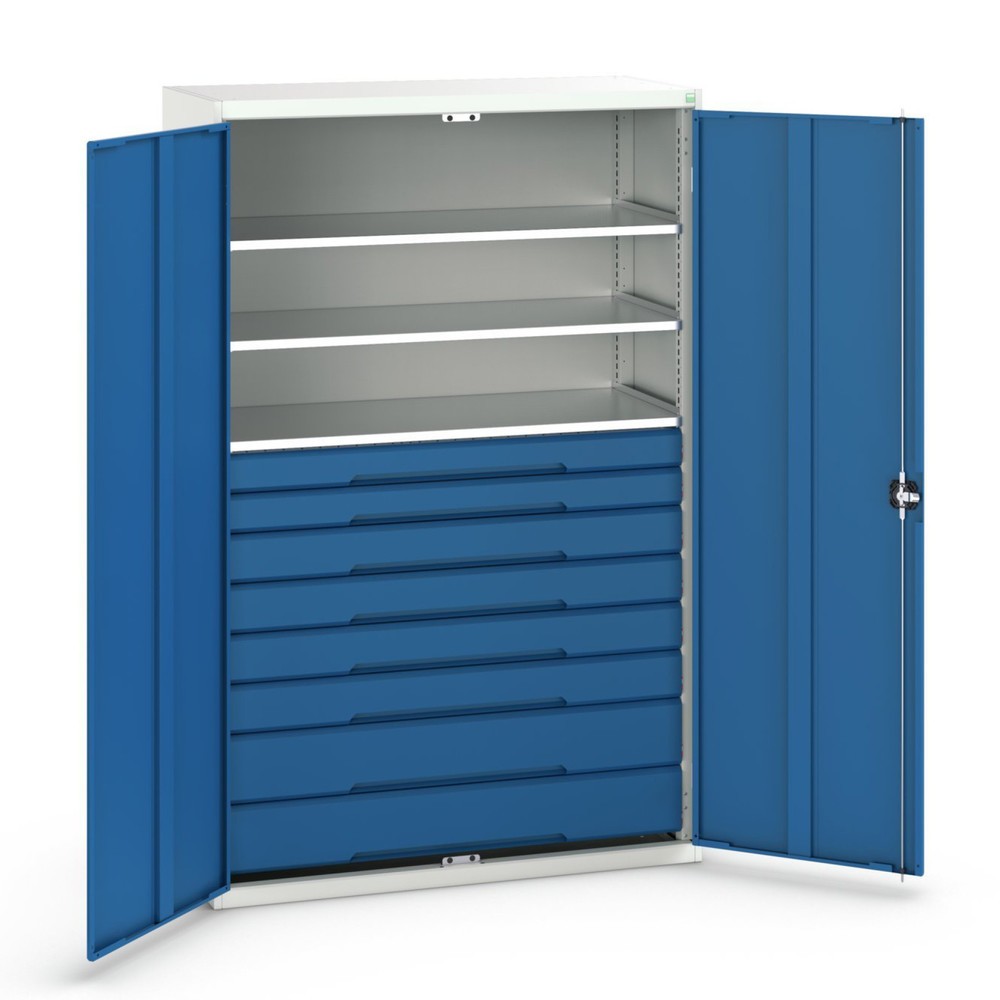 Product image no. 1: bott verso hinged door cabinet with drawers, with 3 shelves and 8 drawers, WxDxH: 1300 x 550 x 2000 mm