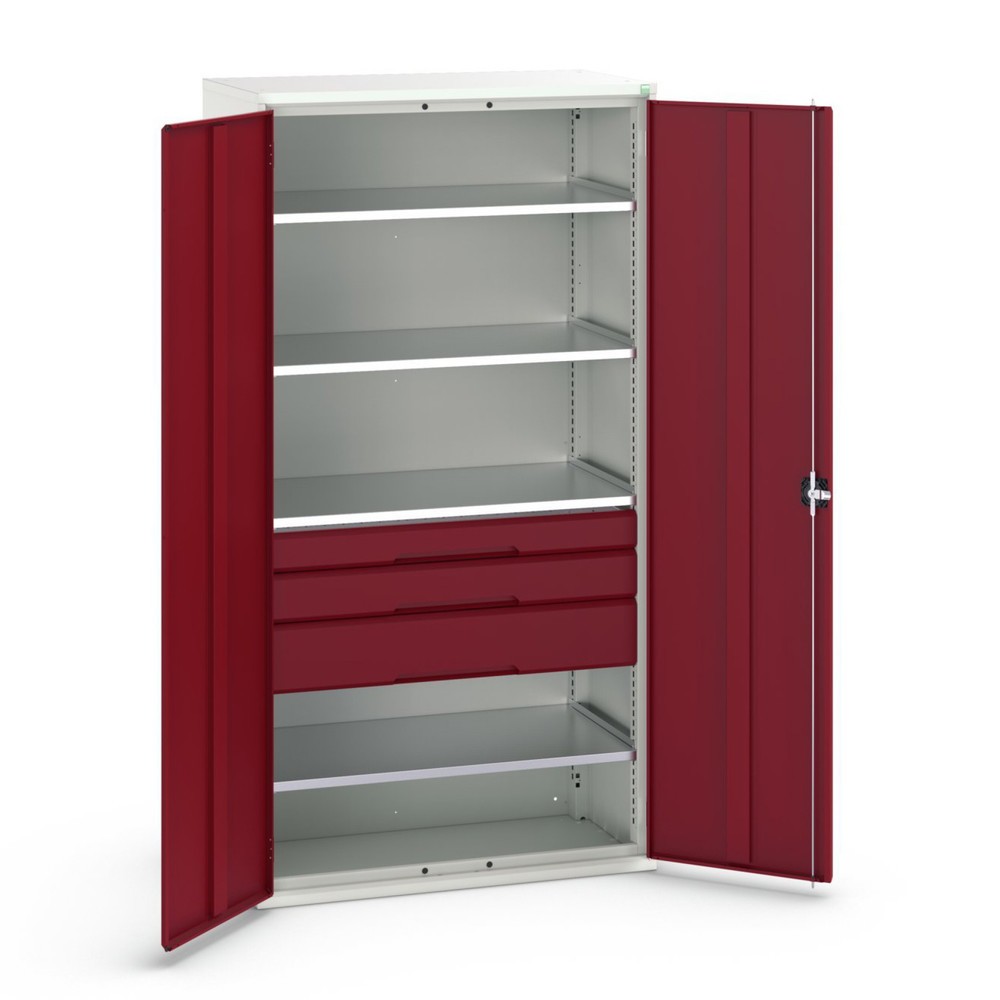 Product image no. 1: bott verso hinged door cabinet with drawers, with 4 shelves and 3 drawers, WxDxH: 1050 x 550 x 2000 mm