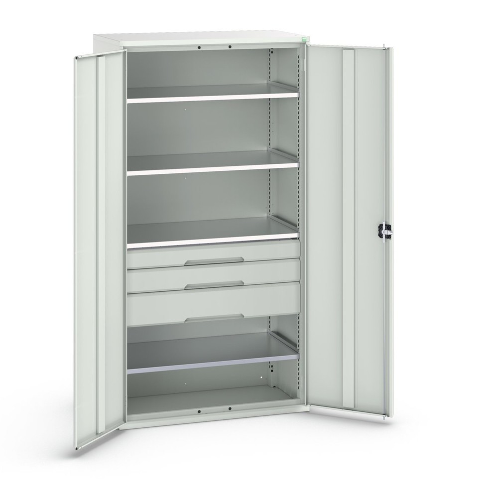 Product image no. 1: bott verso hinged door cabinet with drawers, with 4 shelves and 3 drawers, WxDxH: 1050 x 550 x 2000 mm