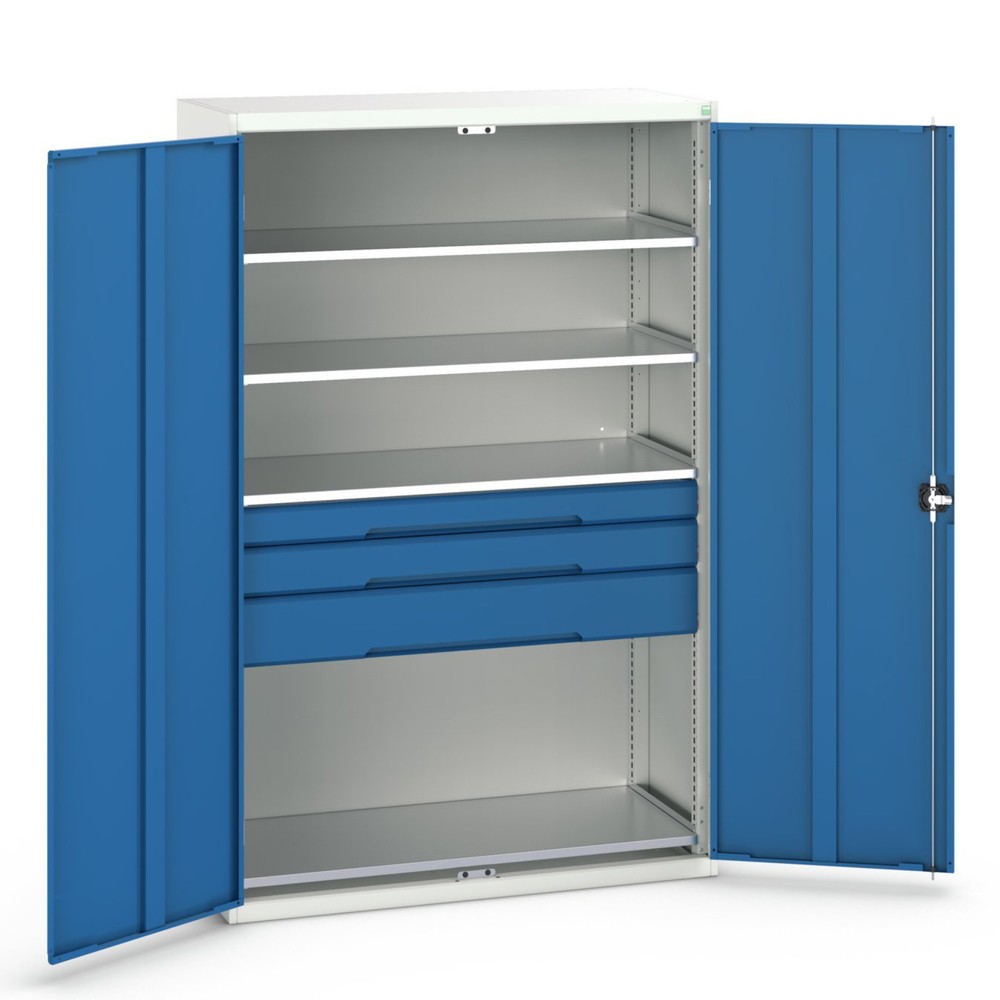 Product image no. 1: bott verso hinged door cabinet with drawers, with 4 shelves and 3 drawers, WxDxH: 1300 x 550 x 2000 mm