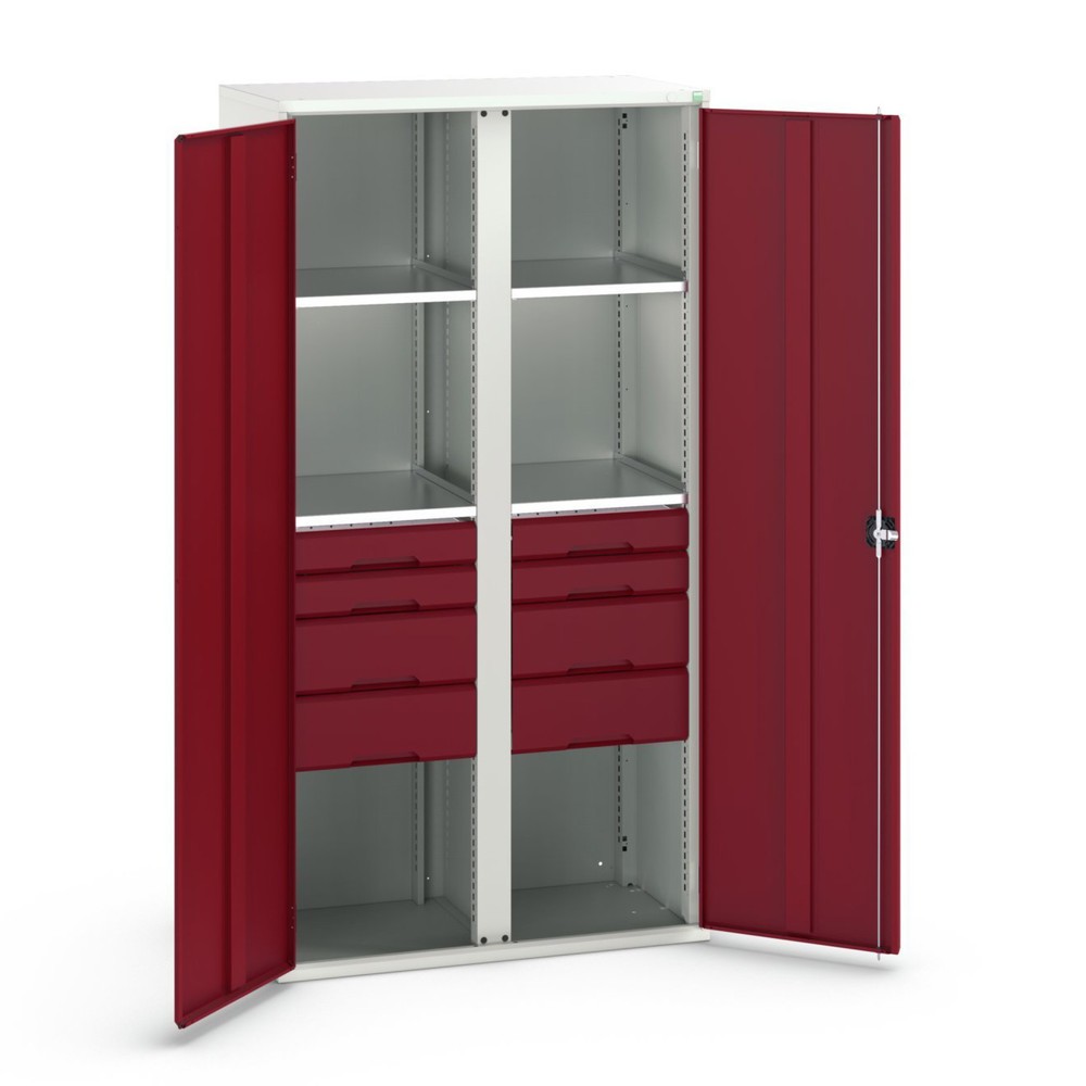 Product image: bott verso hinged door cabinet with drawers, with 4 shelves and 8 drawers, WxDxH: 1050 x 550 x 2000 mm