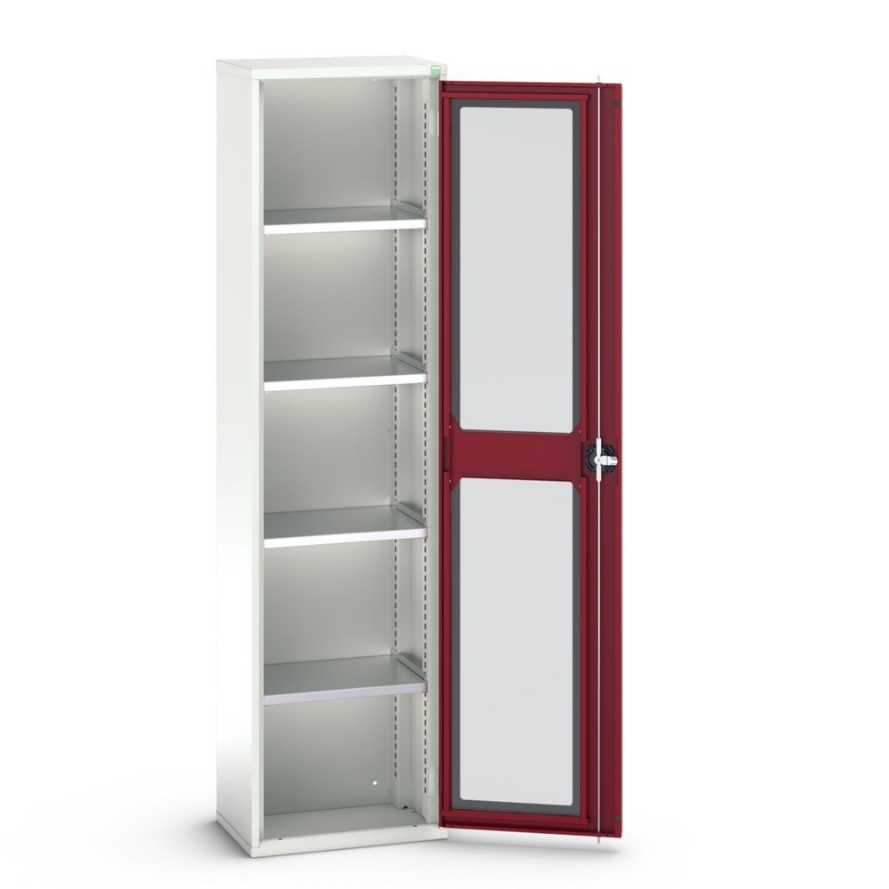 Product image: bott verso hinged door cabinet with see-through panel, with 4 shelves, WxDxH: 525 x 350 x 2000 mm