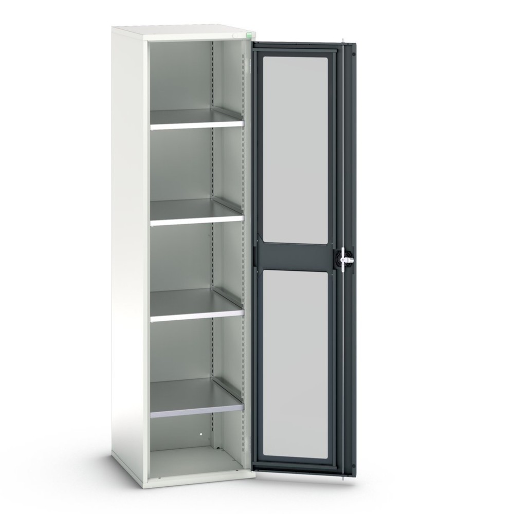 Product image no. 1: bott verso hinged door cabinet with see-through panel, with 4 shelves, WxDxH: 525 x 550 x 2000 mm