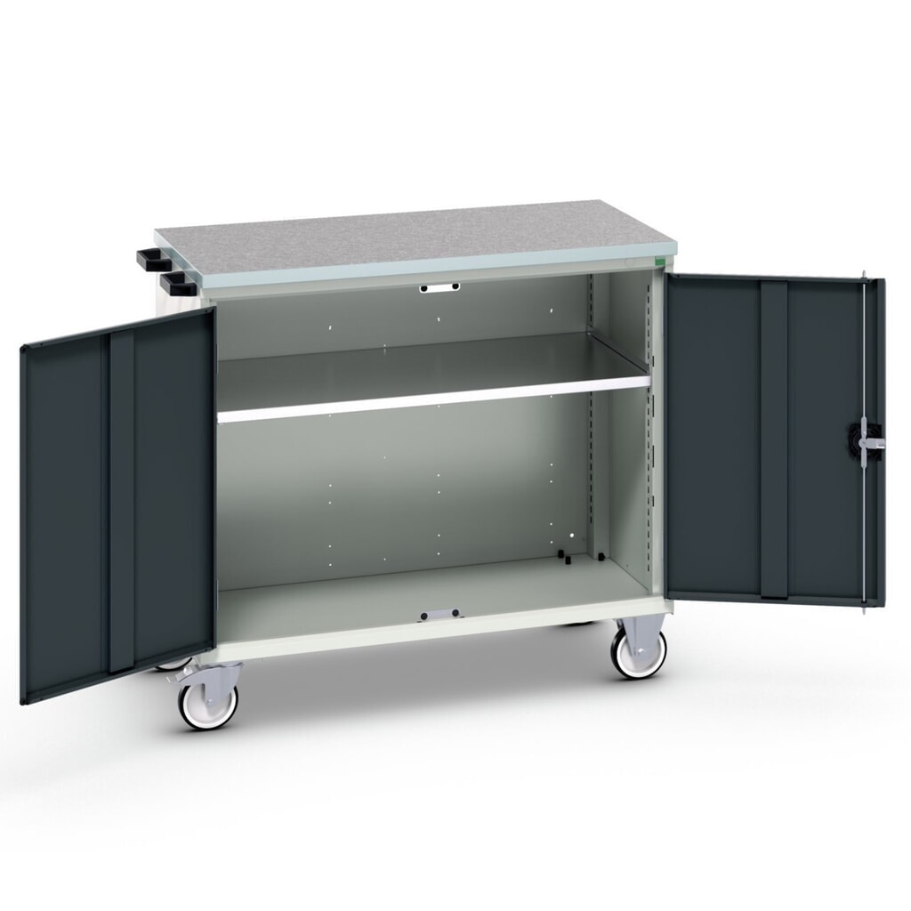Product image: bott verso mobile drawer cabinet with 2 doors, shelf and linoleum top, WxDxH: 1050 x 600 x 980 mm