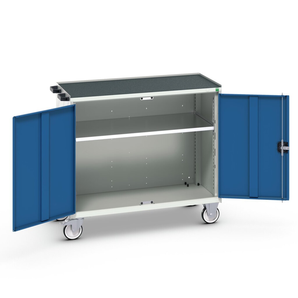 Product image: bott verso mobile drawer cabinet with 2 doors, shelf and raised edge, WxDxH: 1050 x 550 x 965 mm