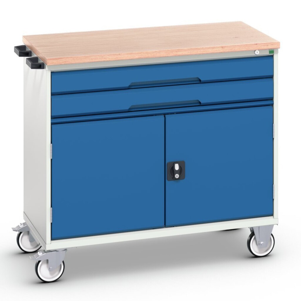 bott verso mobile drawer cabinet with 2 drawers, door and multiplex top, WxDxH: 1050 x 600 x 980 mm Product image no. 1: bott verso mobile drawer cabinet with 2 drawers, door and multiplex top, WxDxH: 1050 x 600 x 980 mm