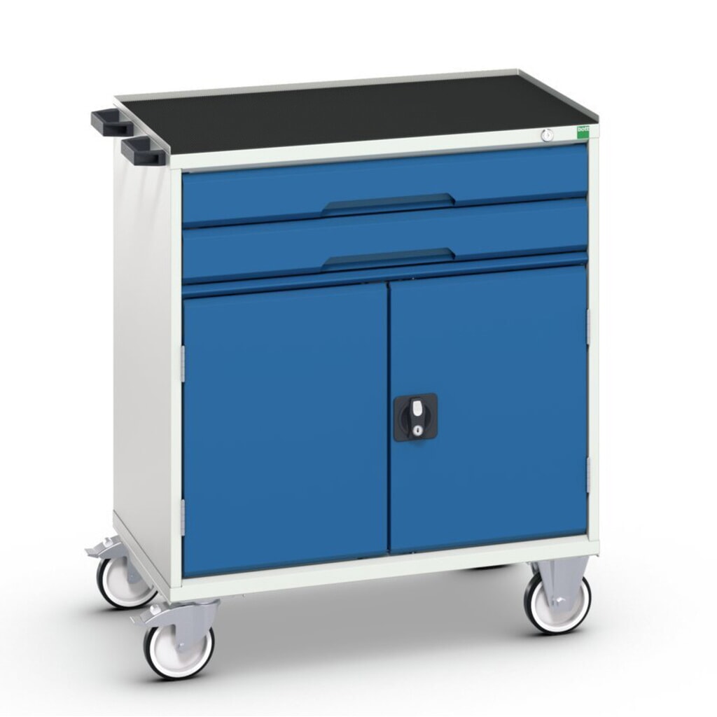 Product image: bott verso mobile drawer cabinet with 2 drawers, door and raised edge, WxDxH: 800 x 550 x 965 mm