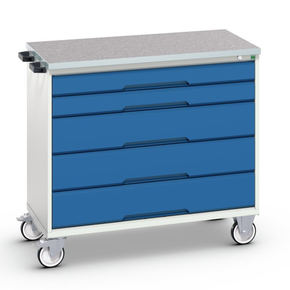 Produktabbildung Nr. 1: bott verso mobile drawer cabinet, with 5 drawers and linoleum top, WxDxH: 1050 x 600 x 980 mm