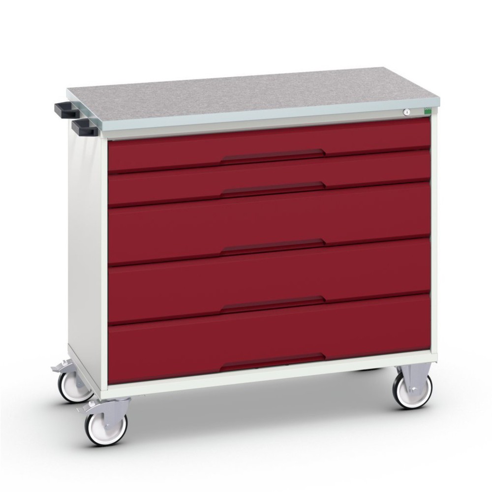 Product image no. 1: bott verso mobile drawer cabinet with 5 drawers and linoleum top
